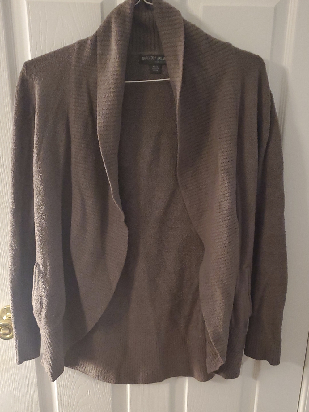 Barefoot Dreams Brown Open-Front Shawl Collar Cardigan